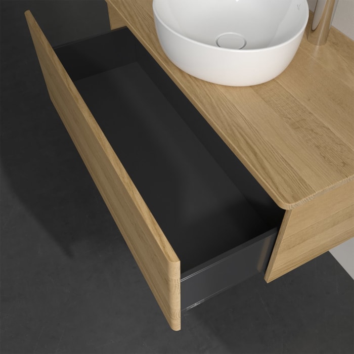 Villeroy & Boch Antao Waschbeckenunterschrank, 100 x 36 cm, 1 Auszug, Front ohne Struktur, mit Hahnloch