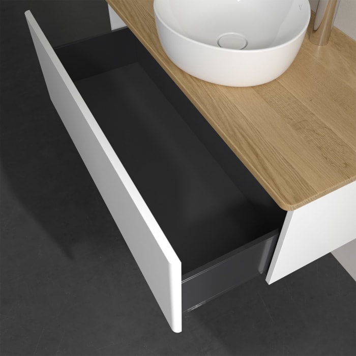 Villeroy & Boch Antao Waschbeckenunterschrank, 100 x 36 cm, 1 Auszug, Front ohne Struktur, mit Hahnloch