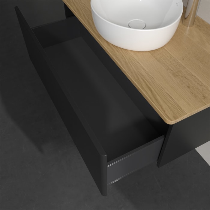 Villeroy & Boch Antao Waschbeckenunterschrank, 100 x 36 cm, 1 Auszug, Front ohne Struktur, mit Hahnloch