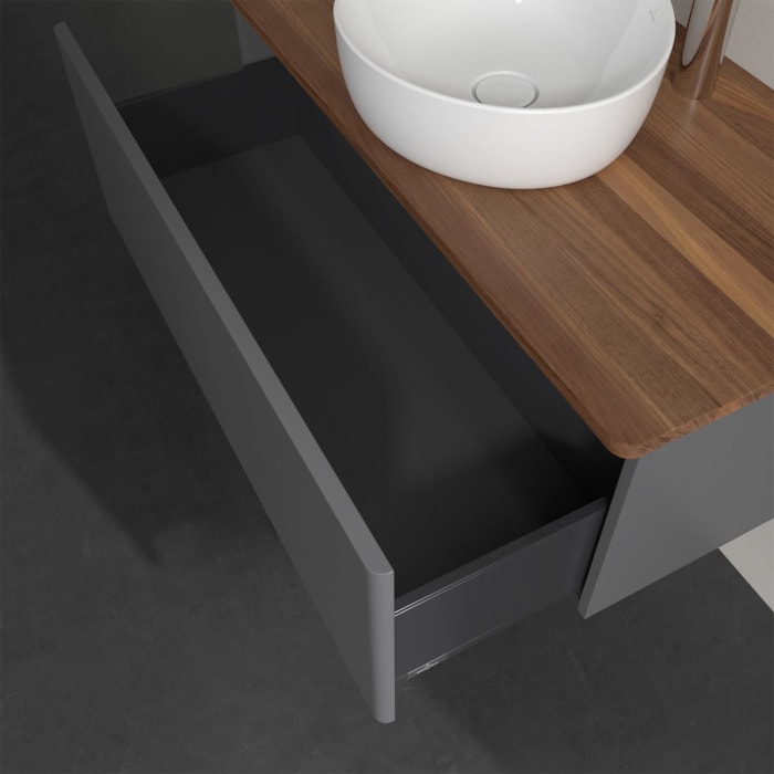 Villeroy & Boch Antao Waschbeckenunterschrank, 100 x 36 cm, 1 Auszug, Front ohne Struktur, mit Hahnloch