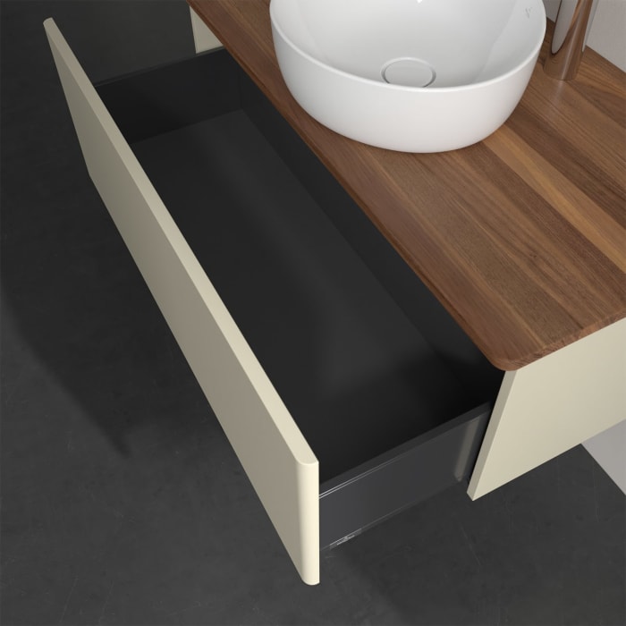 Villeroy & Boch Antao Waschbeckenunterschrank, 100 x 36 cm, 1 Auszug, Front ohne Struktur, mit Hahnloch