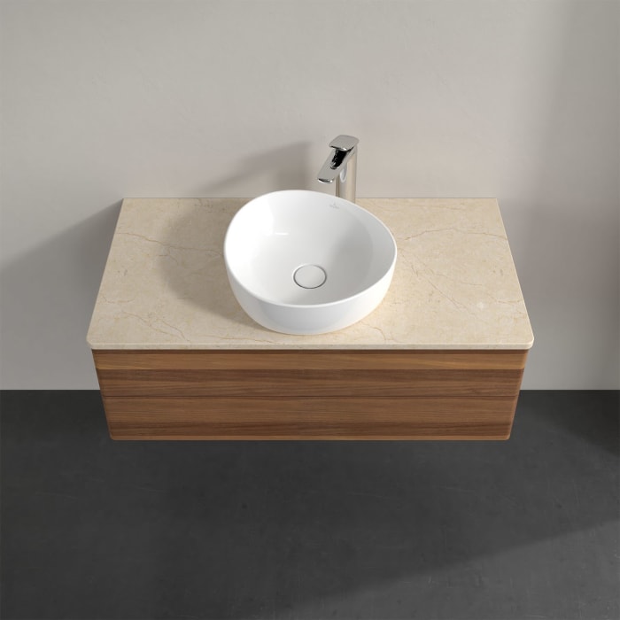 Villeroy & Boch Antao Waschbeckenunterschrank, 100 x 19 cm, 2 Auszüge, Fronten ohne Struktur, mit Hahnloch