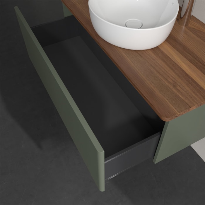 Villeroy & Boch Antao Waschbeckenunterschrank, 100 x 36 cm, 1 Auszug, Front ohne Struktur, mit Hahnloch