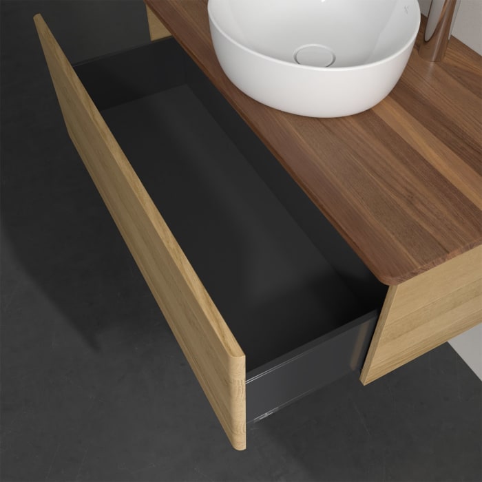 Villeroy & Boch Antao Waschbeckenunterschrank, 100 x 36 cm, 1 Auszug, Front ohne Struktur, mit Hahnloch