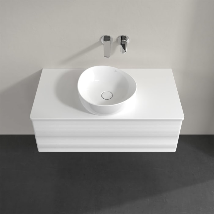 Villeroy & Boch Antao Waschbeckenunterschrank, 100 x 19 cm, 2 Auszüge, Fronten mit Struktur, ohne Hahnloch