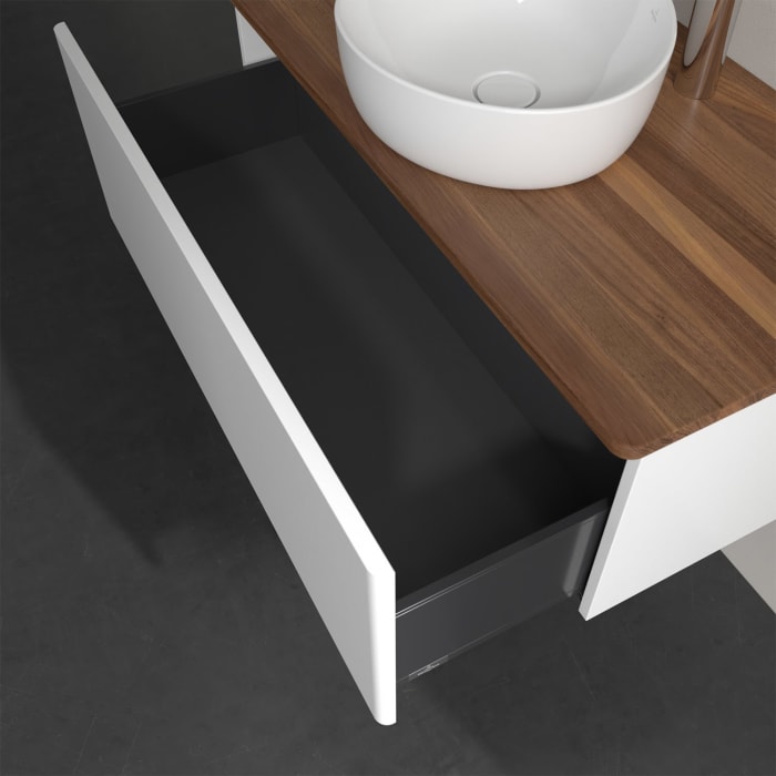 Villeroy & Boch Antao Waschbeckenunterschrank, 100 x 36 cm, 1 Auszug, Front ohne Struktur, mit Hahnloch