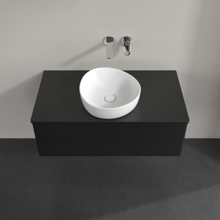 Villeroy & Boch Antao Waschbeckenunterschrank, 100 x 19 cm, 2 Auszüge, Fronten mit Struktur, ohne Hahnloch