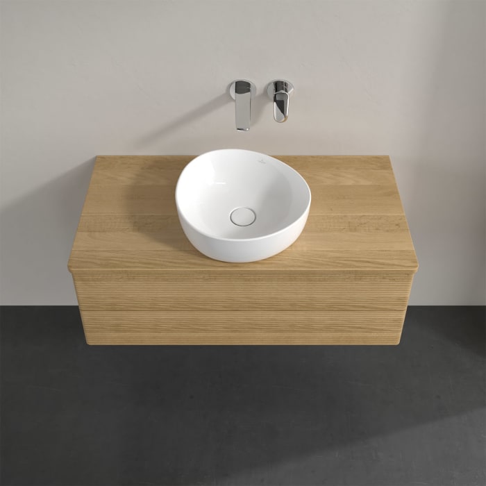 Villeroy & Boch Antao Waschbeckenunterschrank, 100 x 19 cm, 2 Auszüge, Fronten mit Struktur, ohne Hahnloch