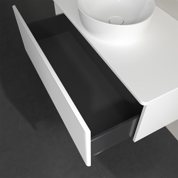 Villeroy & Boch Antao Waschbeckenunterschrank, 100 x 36 cm, 1 Auszug, Front mit Struktur, ohne Hahnloch