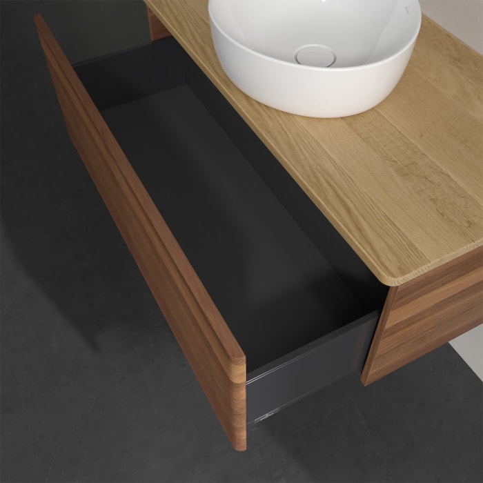 Villeroy & Boch Antao Waschbeckenunterschrank, 100 x 36 cm, 1 Auszug, Front mit Struktur, ohne Hahnloch