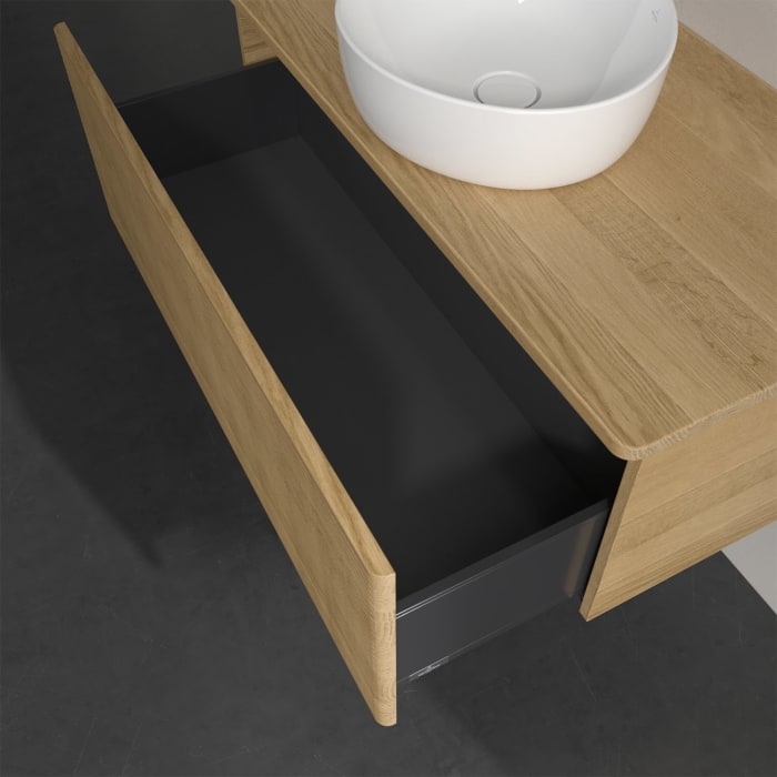 Villeroy & Boch Antao Waschbeckenunterschrank, 100 x 36 cm, 1 Auszug, Front mit Struktur, ohne Hahnloch