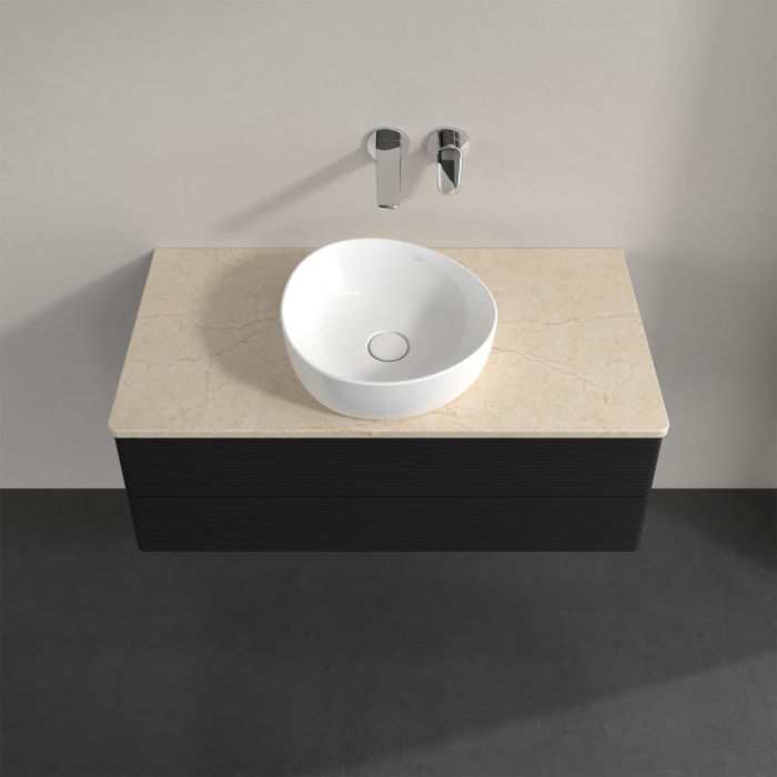 Villeroy & Boch Antao Waschbeckenunterschrank, 100 x 19 cm, 2 Auszüge, Fronten mit Struktur, ohne Hahnloch