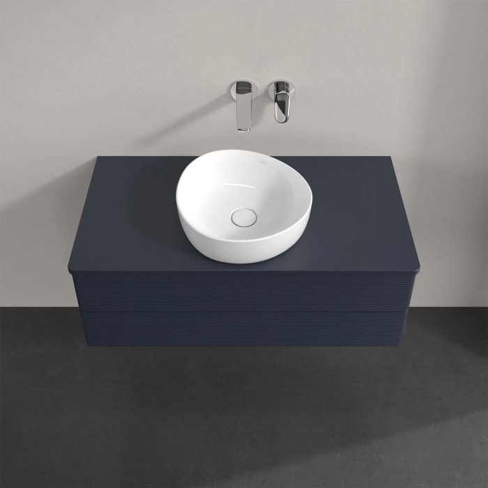 Villeroy & Boch Antao Waschbeckenunterschrank, 100 x 19 cm, 2 Auszüge, Fronten mit Struktur, mit Hahnloch