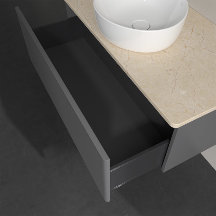 Villeroy & Boch Antao Waschbeckenunterschrank, 100 x 36 cm, 1 Auszug, Front mit Struktur, ohne Hahnloch