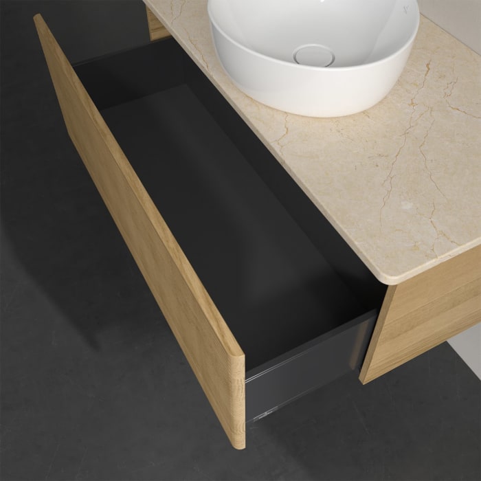 Villeroy & Boch Antao Waschbeckenunterschrank, 100 x 36 cm, 1 Auszug, Front mit Struktur, ohne Hahnloch