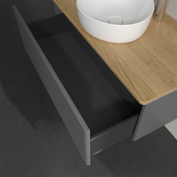 Villeroy & Boch Antao Waschbeckenunterschrank, 100 x 36 cm, 1 Auszug, Front mit Struktur, mit Hahnloch