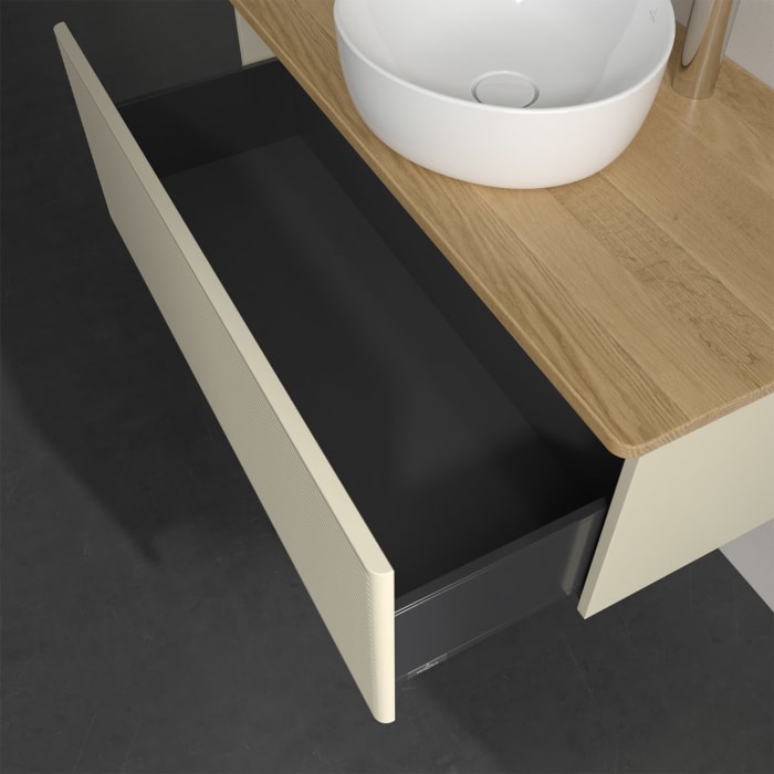 Villeroy & Boch Antao Waschbeckenunterschrank, 100 x 36 cm, 1 Auszug, Front mit Struktur, mit Hahnloch