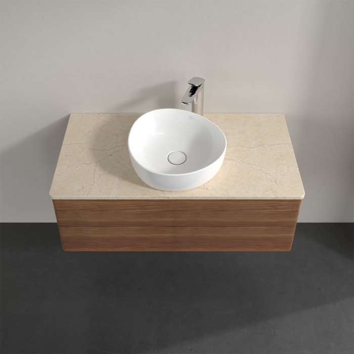 Villeroy & Boch Antao Waschbeckenunterschrank, 100 x 19 cm, 2 Auszüge, Fronten mit Struktur, mit Hahnloch