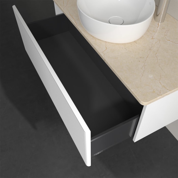 Villeroy & Boch Antao Waschbeckenunterschrank, 100 x 36 cm, 1 Auszug, Front mit Struktur, mit Hahnloch