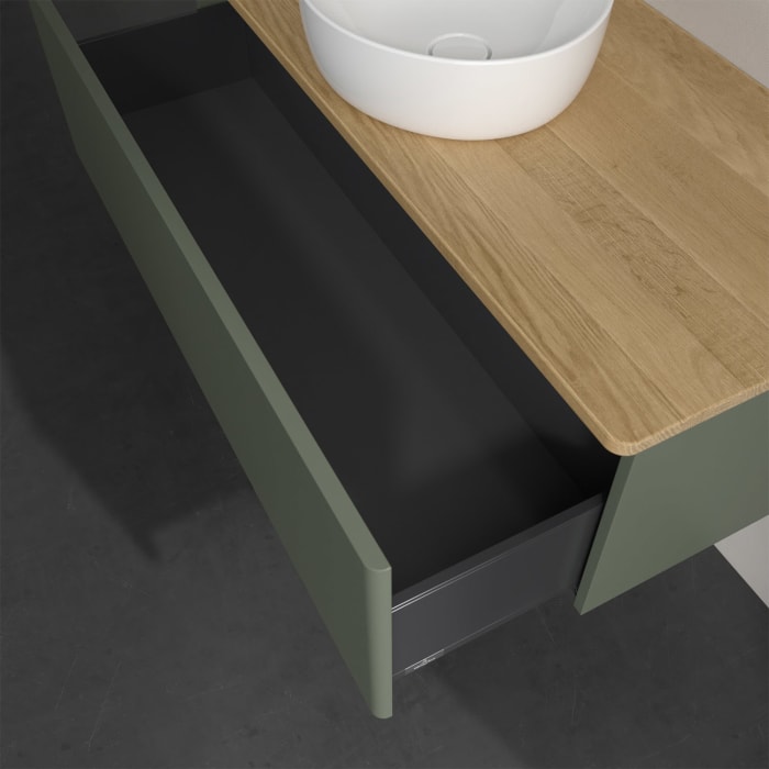 Villeroy & Boch Antao Waschbeckenunterschrank, 120 x 36 cm, 1 Auszug, Front ohne Struktur, ohne Hahnloch, für Waschtisch mittig