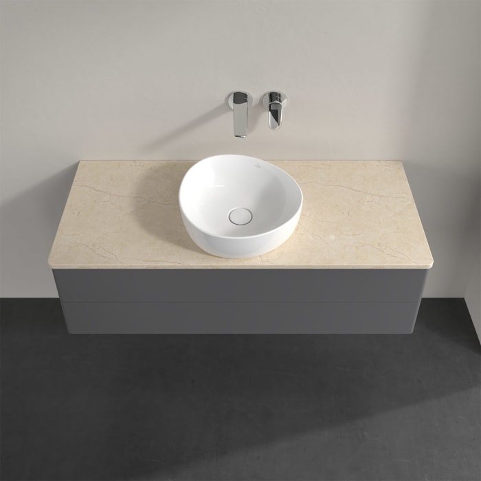 Villeroy & Boch Antao Waschbeckenunterschrank, 120 x 19 cm, 2 Auszüge, Fronten ohne Struktur, ohne Hahnloch, für Waschtisch mittig