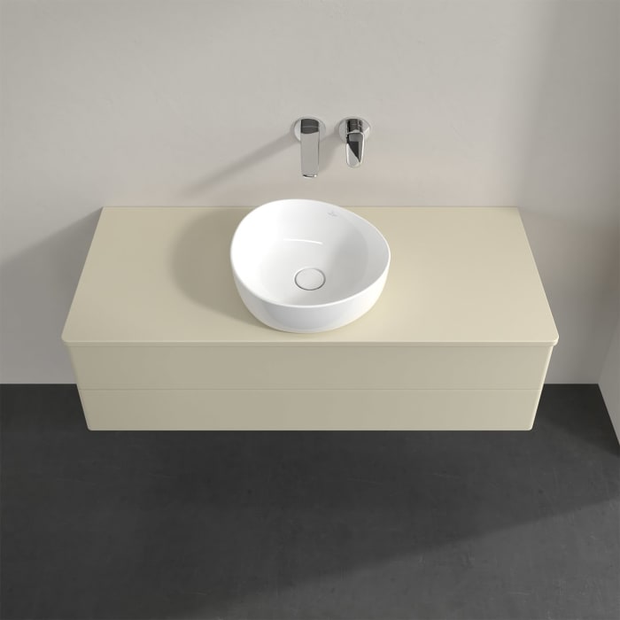 Villeroy & Boch Antao Waschbeckenunterschrank, 120 x 19 cm, 2 Auszüge, Fronten ohne Struktur, mit Hahnloch, für Waschtisch mittig