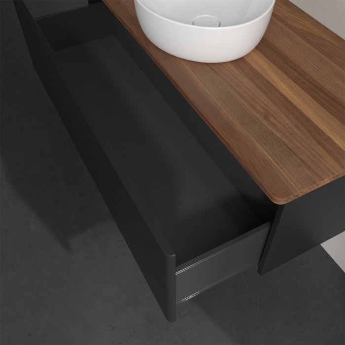 Villeroy & Boch Antao Waschbeckenunterschrank, 120 x 36 cm, 1 Auszug, Front ohne Struktur, ohne Hahnloch, für Waschtisch mittig