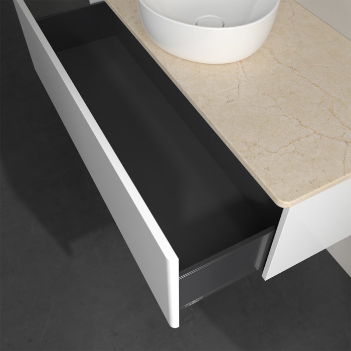 Villeroy & Boch Antao Waschbeckenunterschrank, 120 x 36 cm, 1 Auszug, Front ohne Struktur, ohne Hahnloch, für Waschtisch mittig