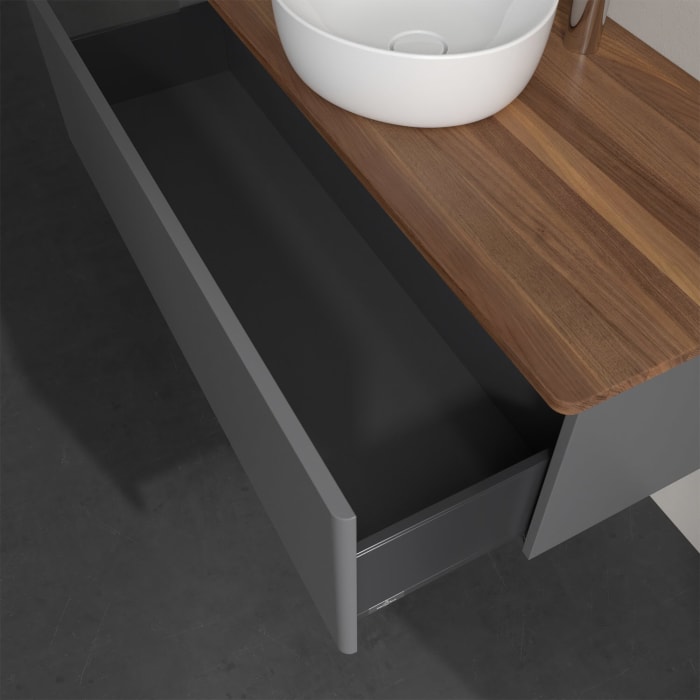 Villeroy & Boch Antao Waschbeckenunterschrank, 120 x 36 cm, 1 Auszug, Front ohne Struktur, mit Hahnloch, für Waschtisch mittig