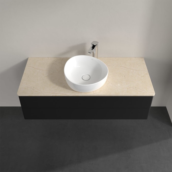 Villeroy & Boch Antao Waschbeckenunterschrank, 120 x 19 cm, 2 Auszüge, Fronten ohne Struktur, mit Hahnloch, für Waschtisch mittig