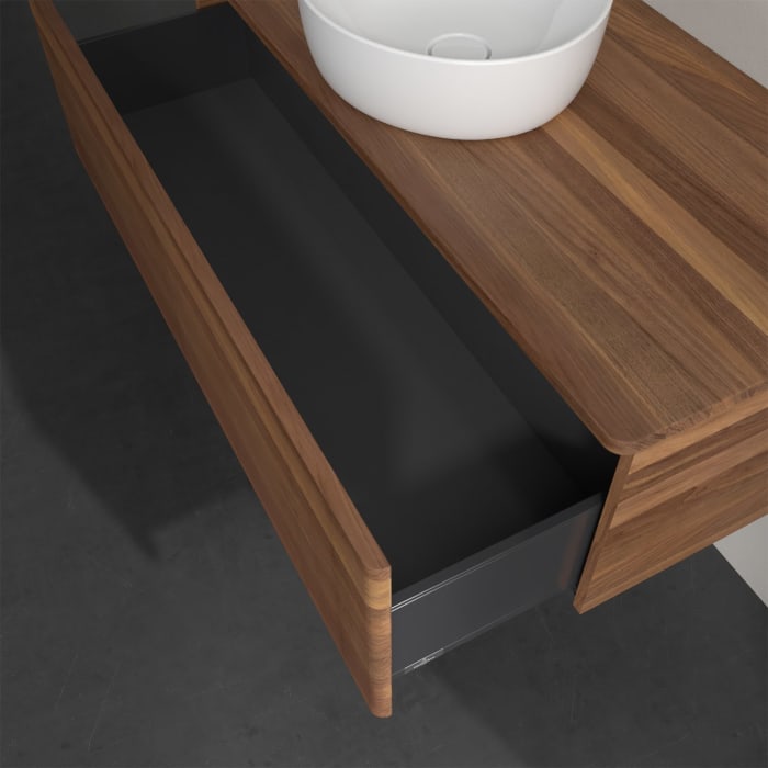 Villeroy & Boch Antao Waschbeckenunterschrank, 120 x 36 cm, 1 Auszug, Front mit Struktur, ohne Hahnloch, für Waschtisch mittig