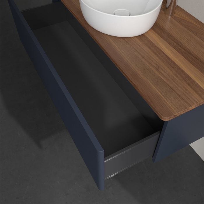 Villeroy & Boch Antao Waschbeckenunterschrank, 120 x 36 cm, 1 Auszug, Front mit Struktur, mit Hahnloch, für Waschtisch mittig