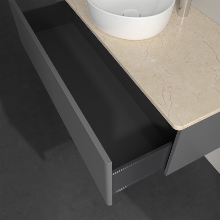 Villeroy & Boch Antao Waschbeckenunterschrank, 120 x 36 cm, 1 Auszug, Front mit Struktur, mit Hahnloch, für Waschtisch mittig