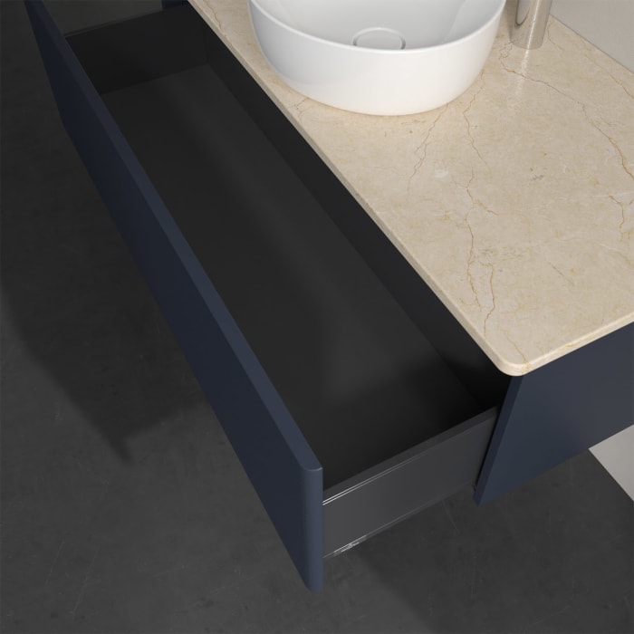 Villeroy & Boch Antao Waschbeckenunterschrank, 120 x 36 cm, 1 Auszug, Front mit Struktur, mit Hahnloch, für Waschtisch mittig