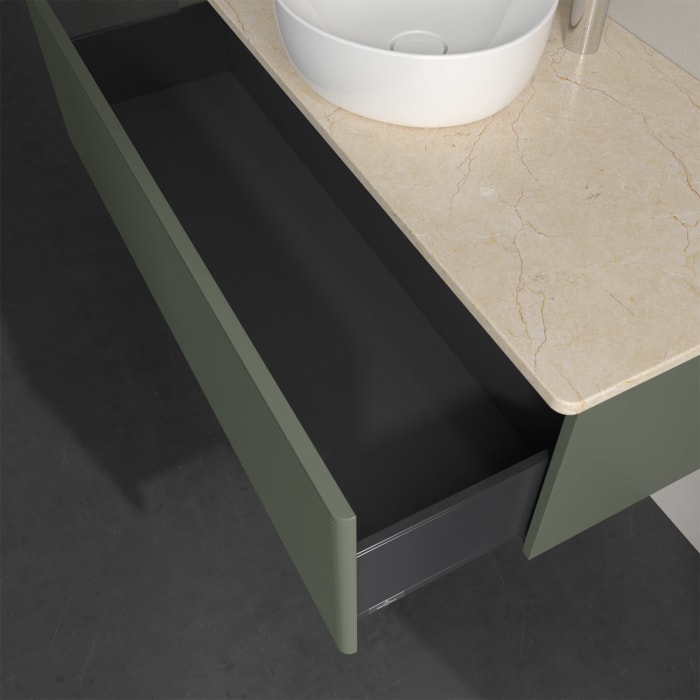 Villeroy & Boch Antao Waschbeckenunterschrank, 120 x 36 cm, 1 Auszug, Front mit Struktur, mit Hahnloch, für Waschtisch mittig