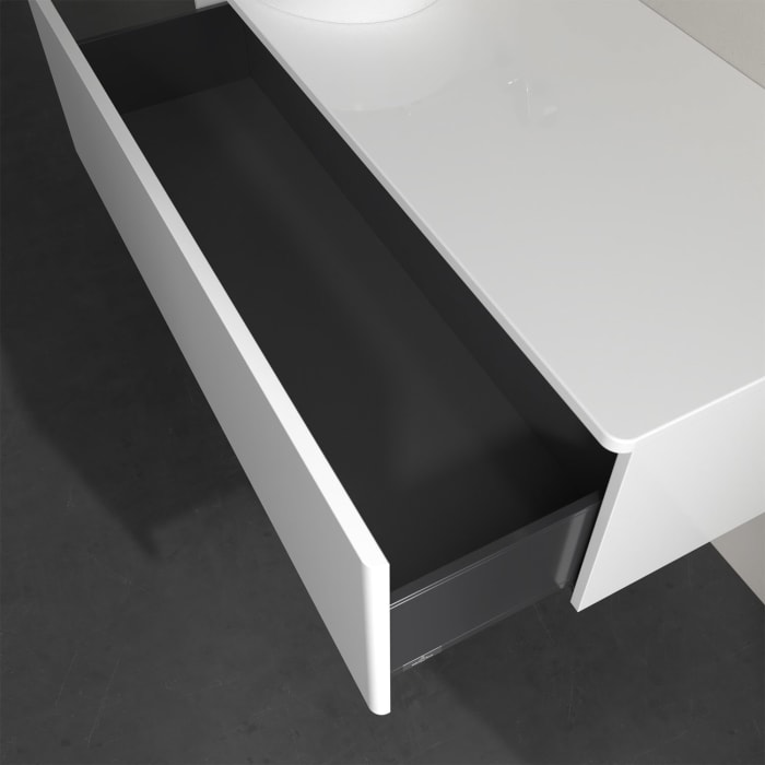 Villeroy & Boch Antao Waschbeckenunterschrank, 120 x 36 cm, 1 Auszug, Front ohne Struktur, ohne Hahnloch, für Waschtisch links