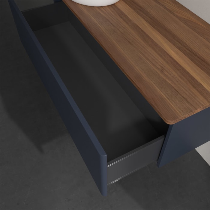 Villeroy & Boch Antao Waschbeckenunterschrank, 120 x 36 cm, 1 Auszug, Front ohne Struktur, ohne Hahnloch, für Waschtisch links