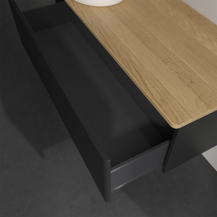 Villeroy & Boch Antao Waschbeckenunterschrank, 120 x 36 cm, 1 Auszug, Front mit Struktur, ohne Hahnloch, für Waschtisch links