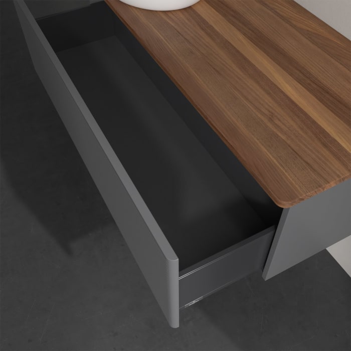 Villeroy & Boch Antao Waschbeckenunterschrank, 120 x 36 cm, 1 Auszug, Front mit Struktur, ohne Hahnloch, für Waschtisch links