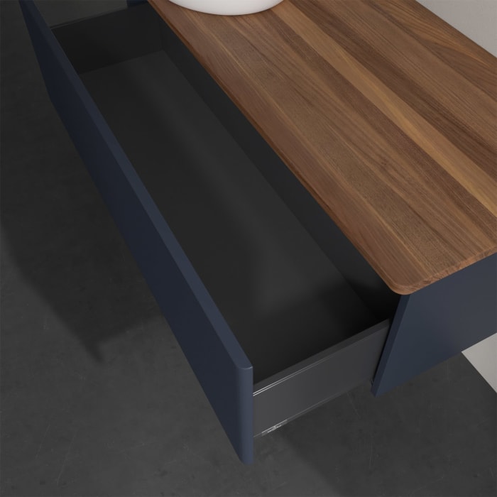 Villeroy & Boch Antao Waschbeckenunterschrank, 120 x 36 cm, 1 Auszug, Front mit Struktur, ohne Hahnloch, für Waschtisch links