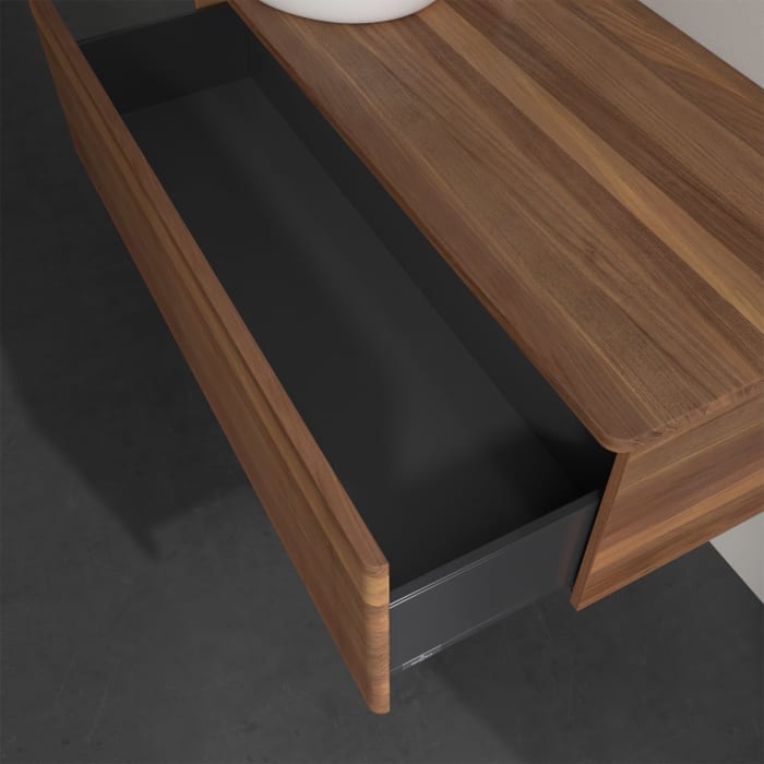 Villeroy & Boch Antao Waschbeckenunterschrank, 120 x 36 cm, 1 Auszug, Front mit Struktur, mit Hahnloch, für Waschtisch links