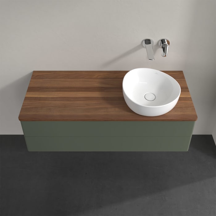 Villeroy & Boch Antao Waschbeckenunterschrank, 120 x 19 cm, 2 Auszüge, Fronten ohne Struktur, ohne Hahnloch, für Waschtisch rechts