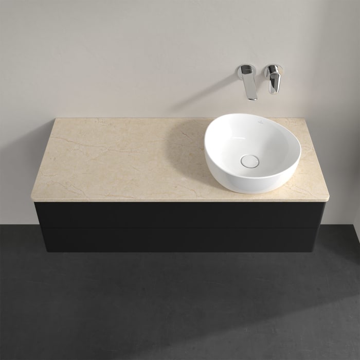 Villeroy & Boch Antao Waschbeckenunterschrank, 120 x 19 cm, 2 Auszüge, Fronten ohne Struktur, ohne Hahnloch, für Waschtisch rechts