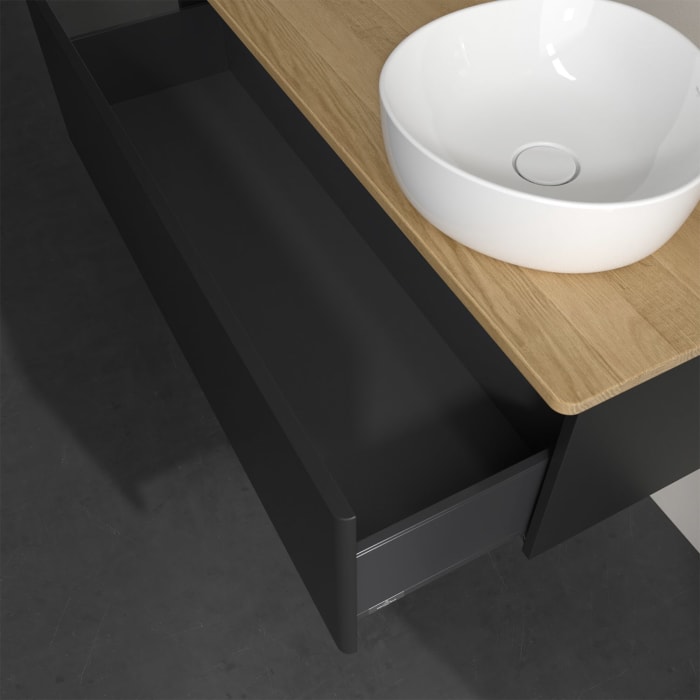 Villeroy & Boch Antao Waschbeckenunterschrank, 120 x 36 cm, 1 Auszug, Front ohne Struktur, ohne Hahnloch, für Waschtisch rechts