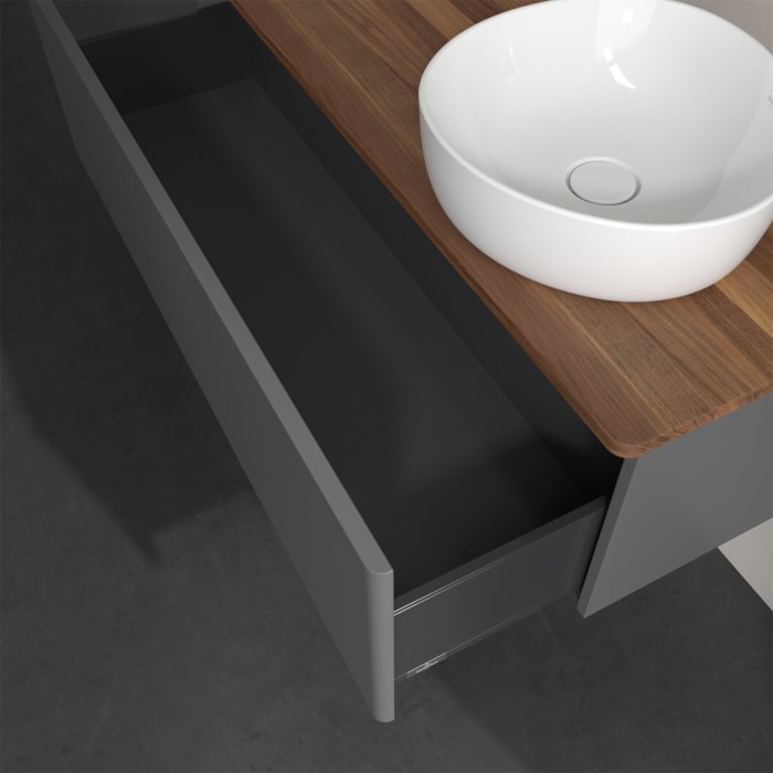 Villeroy & Boch Antao Waschbeckenunterschrank, 120 x 36 cm, 1 Auszug, Front ohne Struktur, ohne Hahnloch, für Waschtisch rechts