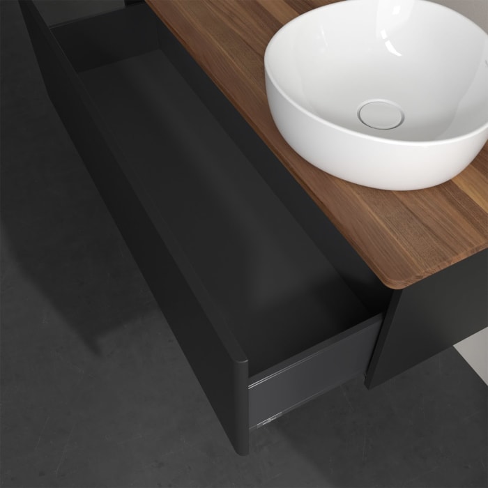 Villeroy & Boch Antao Waschbeckenunterschrank, 120 x 36 cm, 1 Auszug, Front ohne Struktur, ohne Hahnloch, für Waschtisch rechts