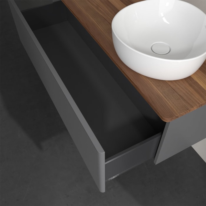 Villeroy & Boch Antao Waschbeckenunterschrank, 120 x 36 cm, 1 Auszug, Front mit Struktur, ohne Hahnloch, für Waschtisch rechts