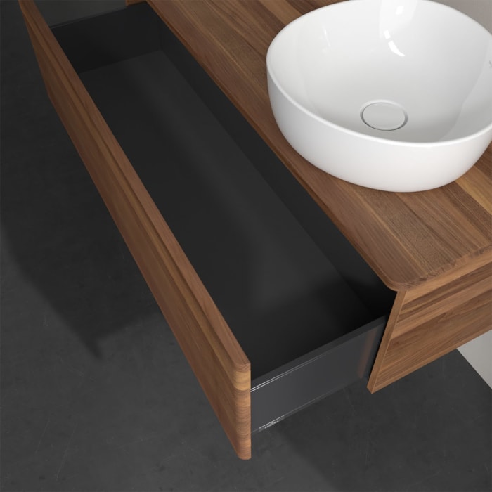 Villeroy & Boch Antao Waschbeckenunterschrank, 120 x 36 cm, 1 Auszug, Front mit Struktur, ohne Hahnloch, für Waschtisch rechts