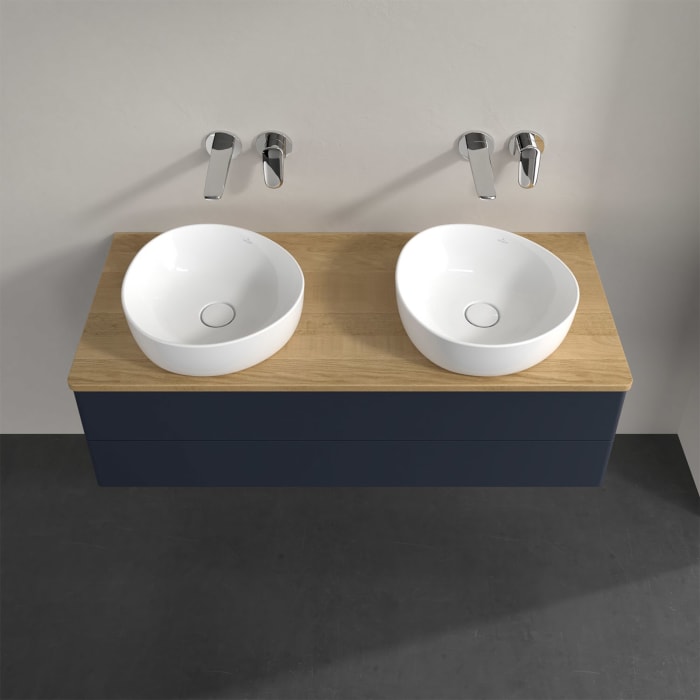 Villeroy & Boch Antao Waschbeckenunterschrank, 120 x 19 cm, 2 Auszüge, Fronten ohne Struktur, ohne Hahnloch, für Waschtisch links und rechts