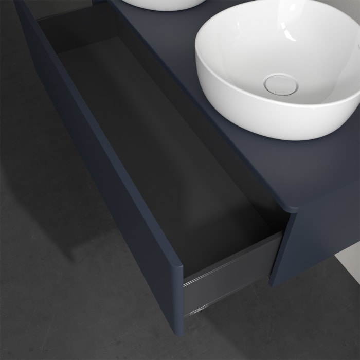 Villeroy & Boch Antao Waschbeckenunterschrank, 120 x 36 cm, 1 Auszug, Front ohne Struktur, ohne Hahnloch, für Waschtisch links und rechts